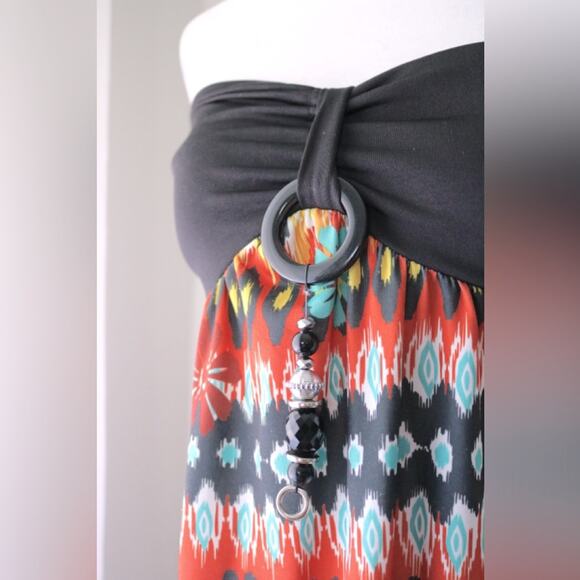 Drama Gold Multicolor Beaded Bandeau Maxi Dress - Picture 6 of 9